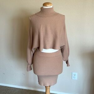 Medium Cropped Turtleneck Sweater with matching, Stretchy Pencil skirt